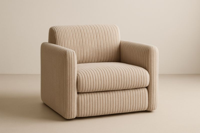 Fauteuil en velours côtelé beige 80x85x75cm