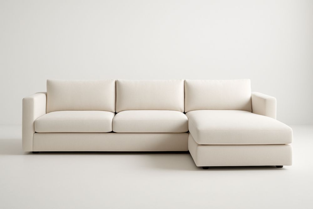 Canapé d'angle en tissu polyester beige longueur 300 cm