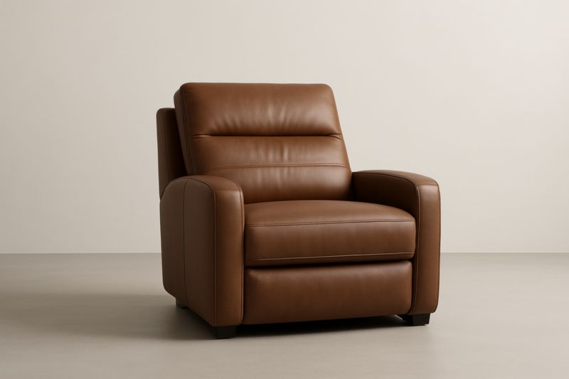 Fauteuil inclinable en PU marron avec structure MDF et pieds en polypropylène – 90×100×85 cm