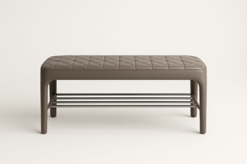 Banc d'entrée en simili cuir brun avec étagère à chaussures 120x40x45 cm