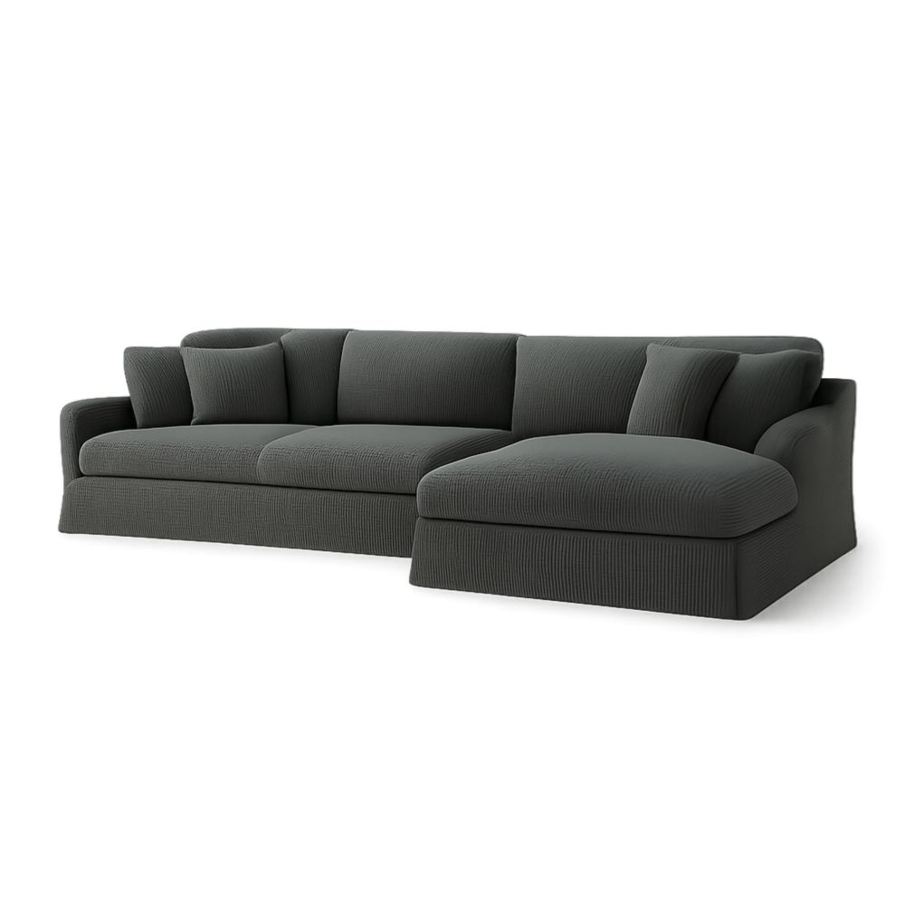 Canapé d'angle en tissu Gris foncé