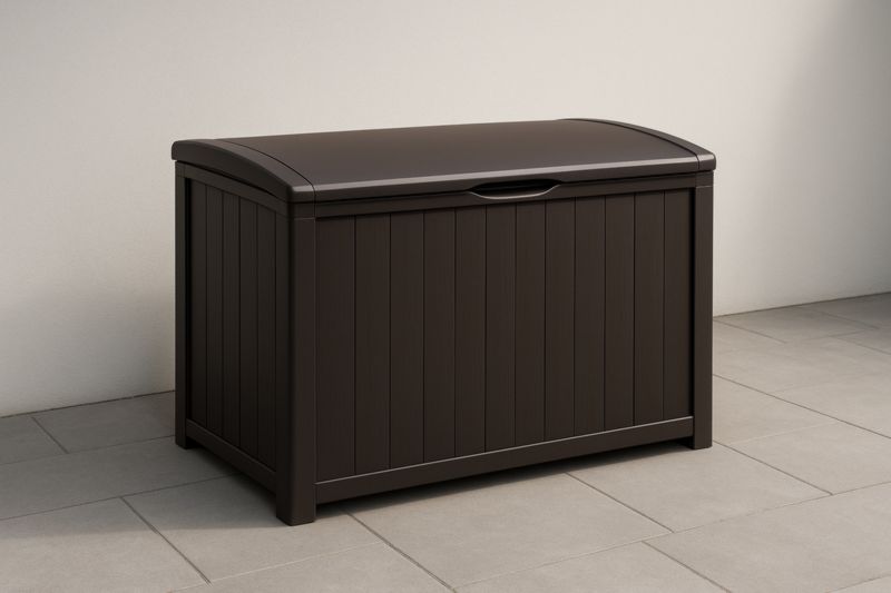 Coffre de rangement extérieur en plastique marron 120x60x62 cm