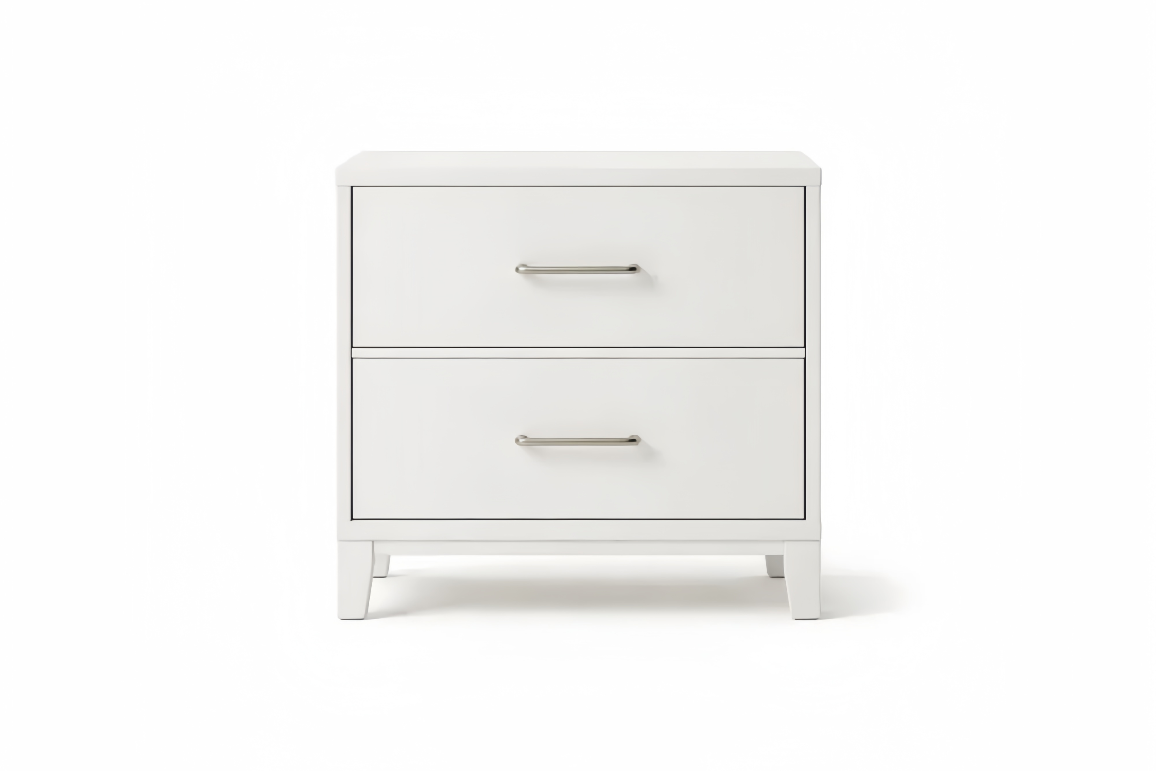 Table de Nuit 2 Tiroirs Blanc Bois MDF