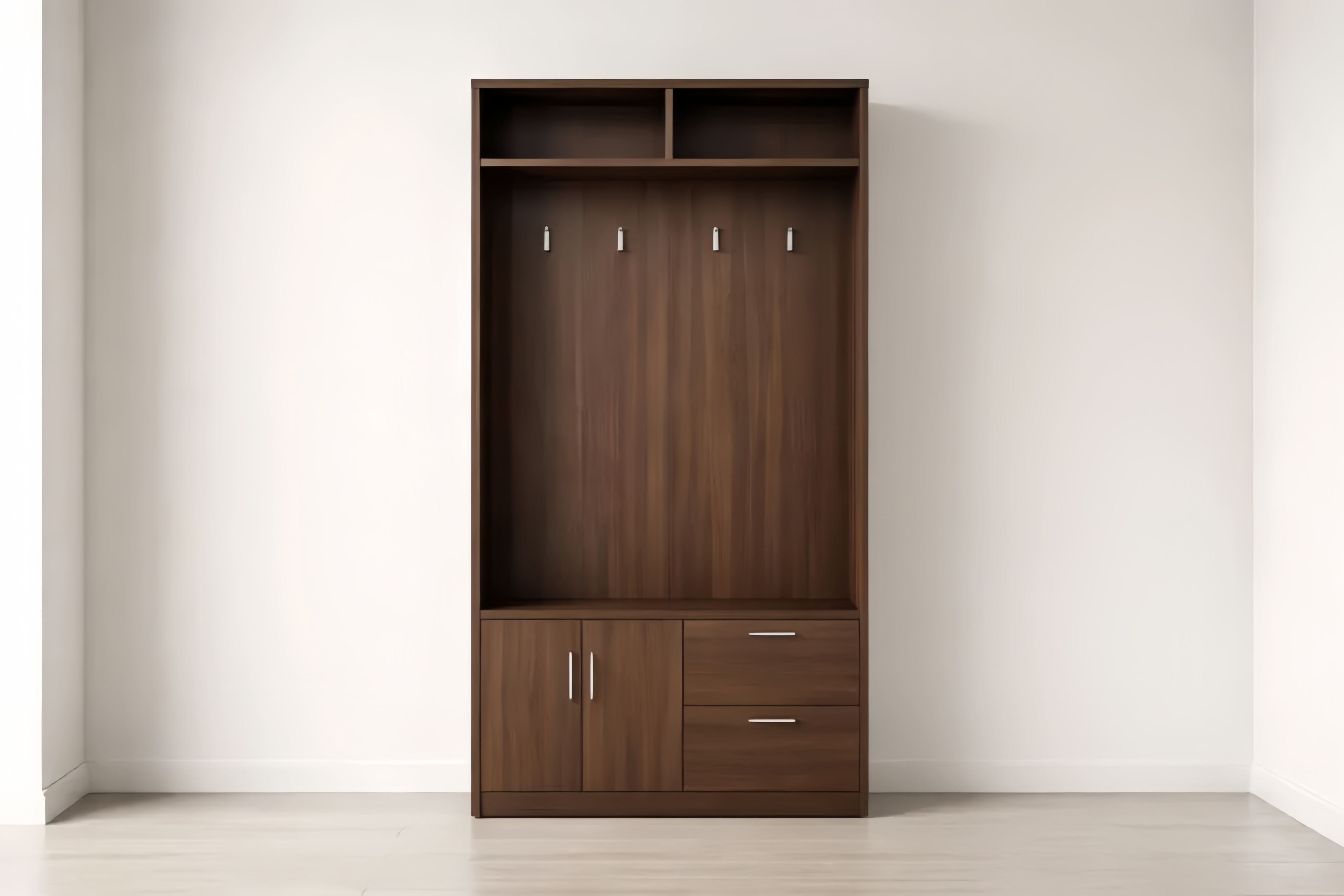 Portemanteau en bois avec tiroirs et crochets 200x50x100 cm