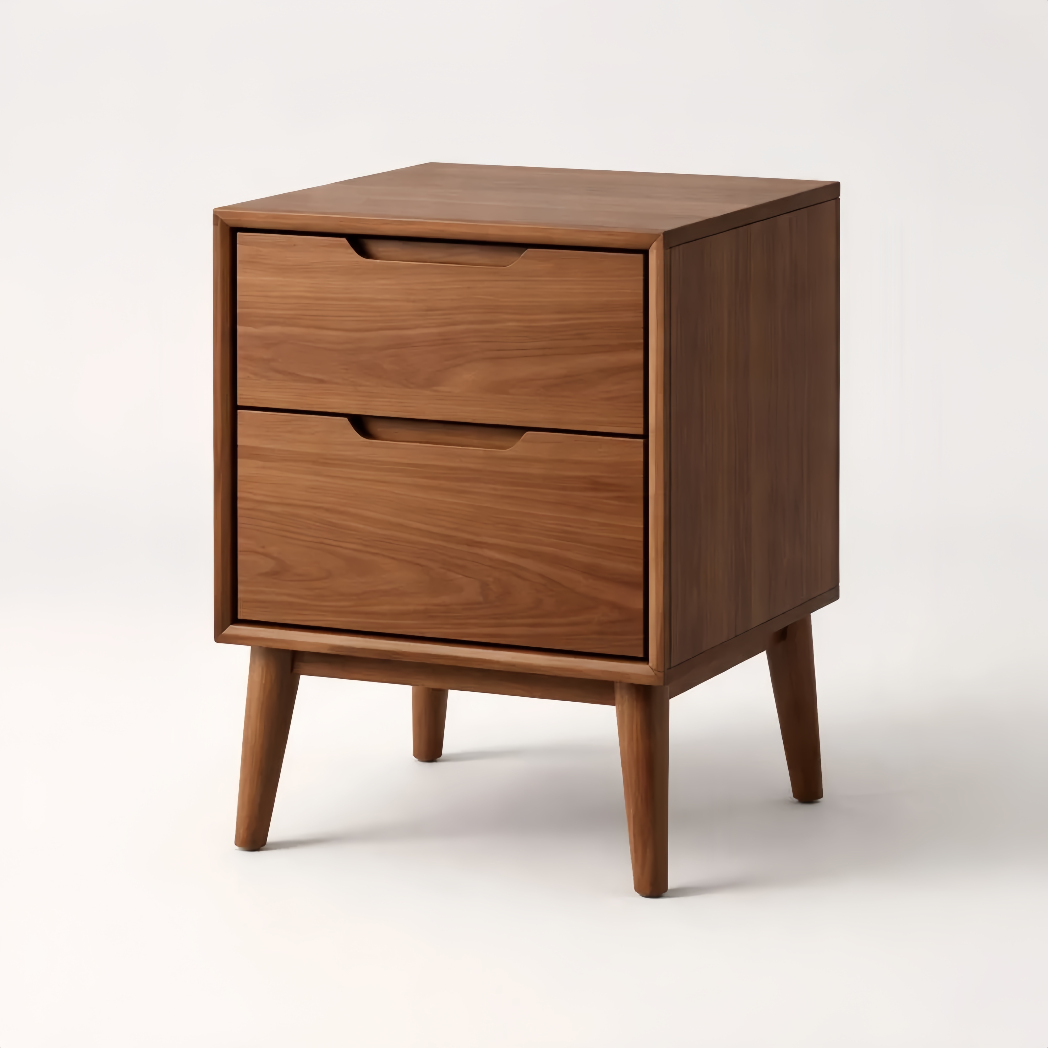 Table de chevet en bois de noyer avec 2 tiroirs 45x40x55 cm