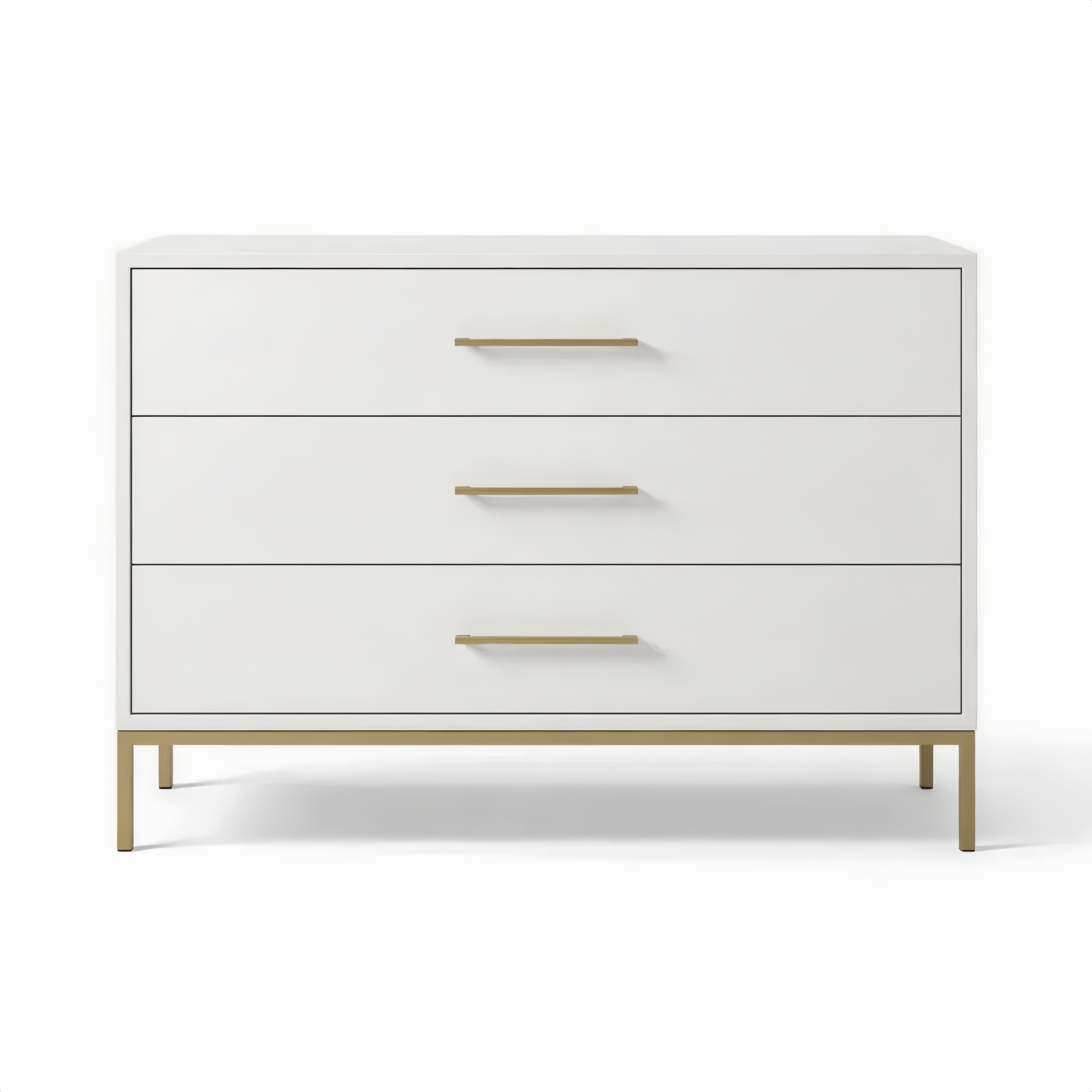 Commode en bois avec poignées en métal, 3 tiroirs, 80x100x40 cm