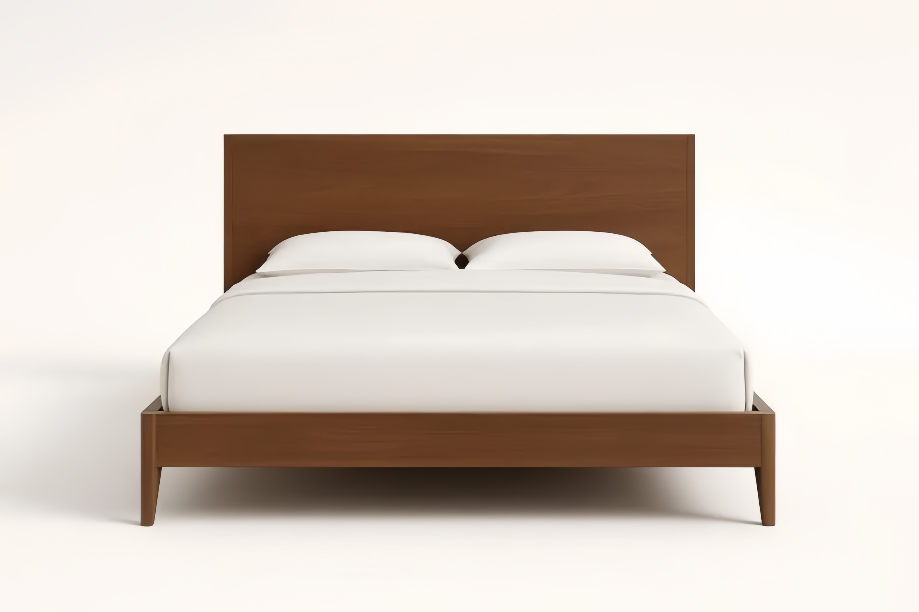 Lit double en bois noyer avec matelas inclus 160x200 cm