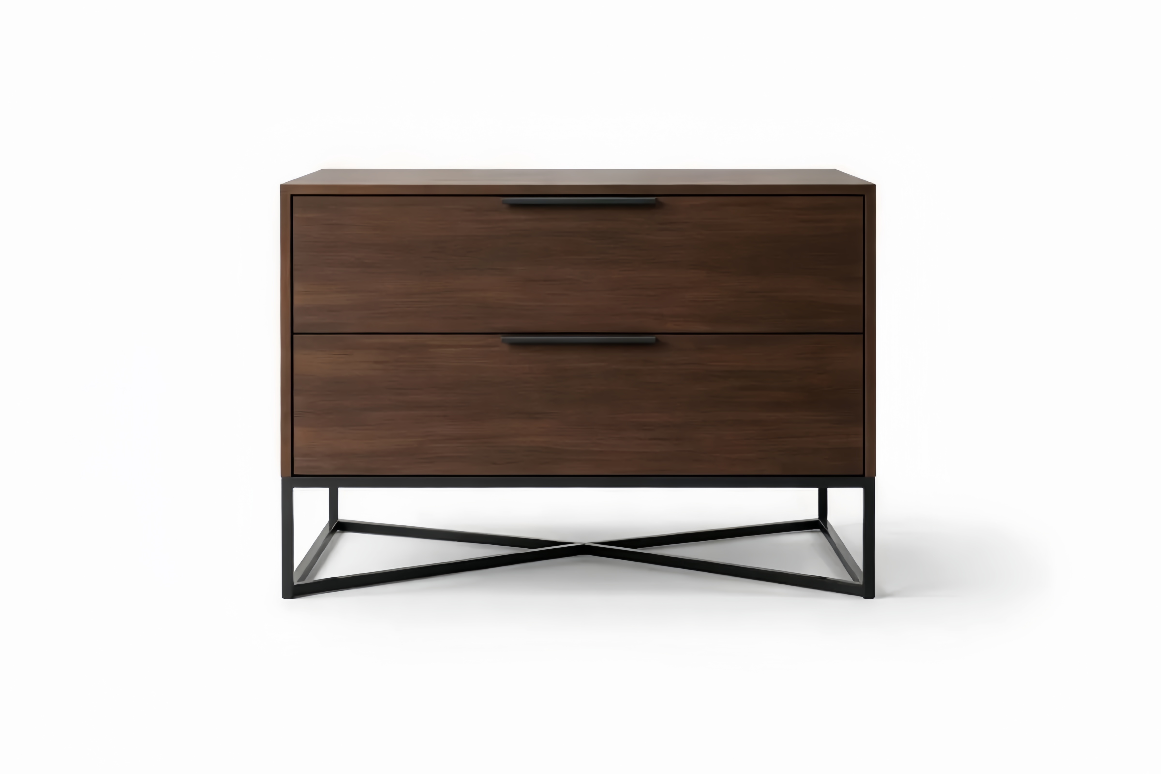 Commode en Bois massif et Aluminium Noir avec 2 Tiroirs Marron 80x45x75 cm