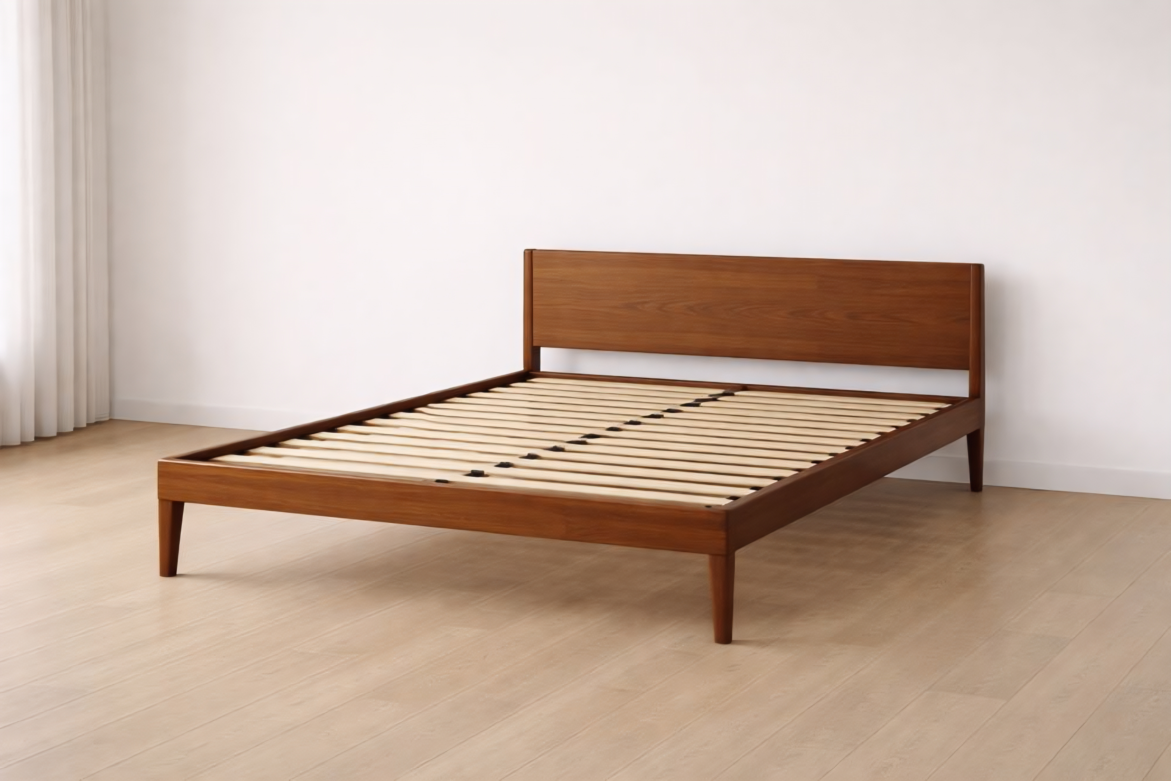 Structure de lit en bois noyer