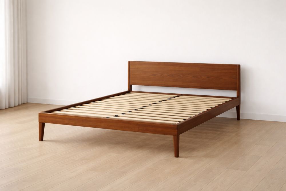 Structure de lit en bois noyer