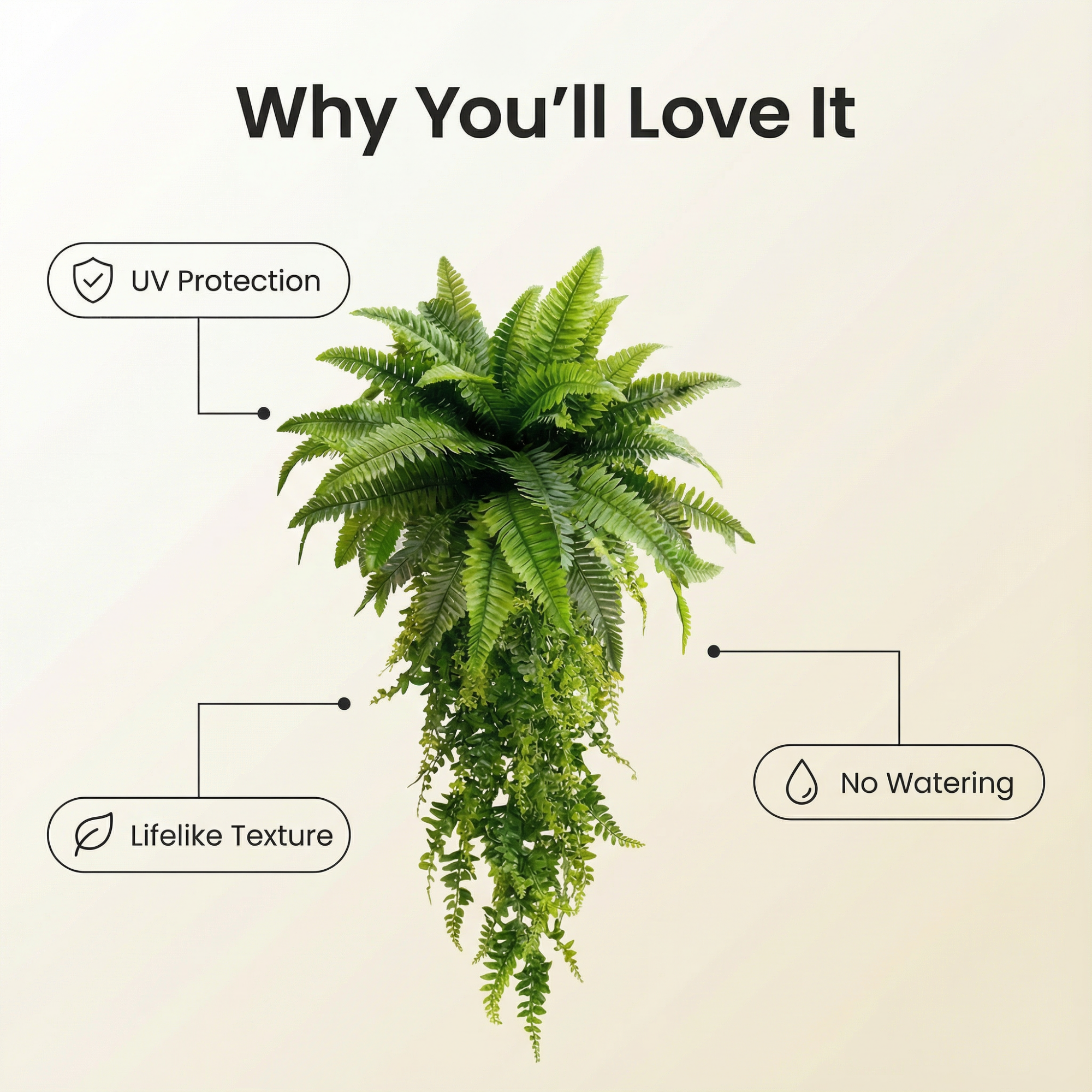 🔥Last Day 50% OFF🔥 Boston Fern Hanging Plant — Lifelike, Large & UV-Resistant🌱