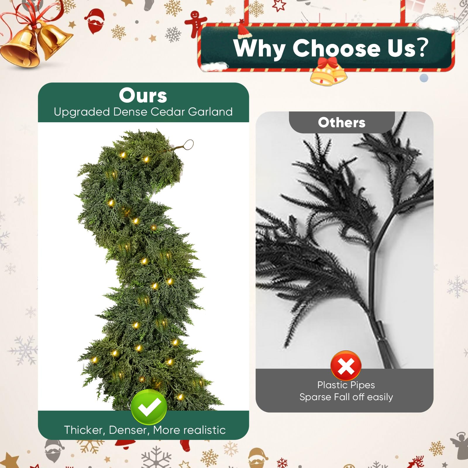 🎄2026 Christmas SALE💥 Pre-lit Christmas Cedar Garland
