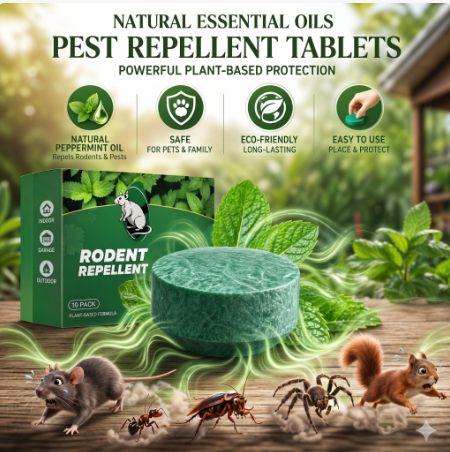💥LAST DAY SALE 50%OFF💥🟢 Natural Peppermint Rodent Repellent Tablets – 10 Pack