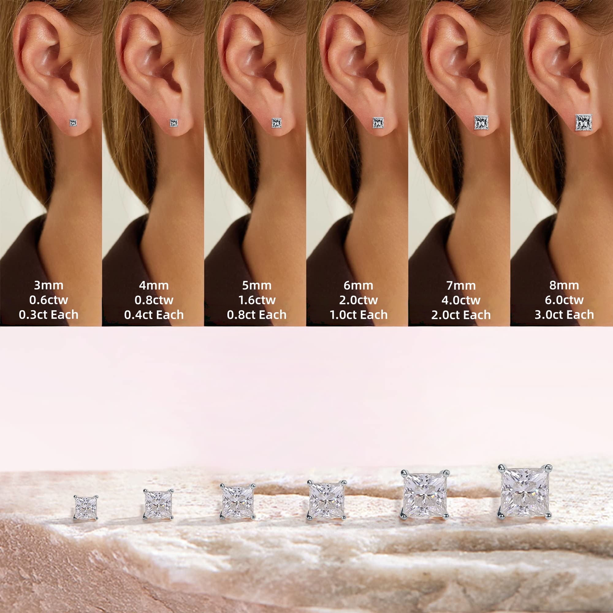 🔥Hot Sale 49% OFF🔥Princess Cut Moissanite Stud Earrings🎁