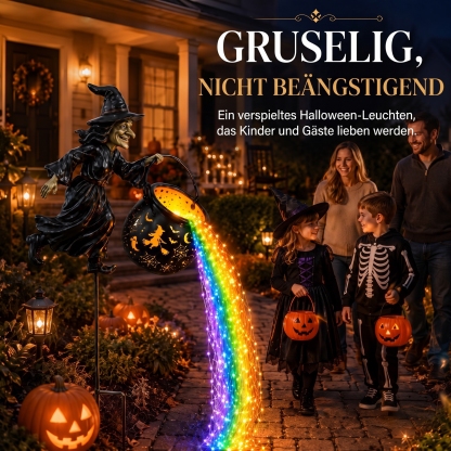 🎃 Hexenkessel-Zauber-Wasserfall Gartenleuchte