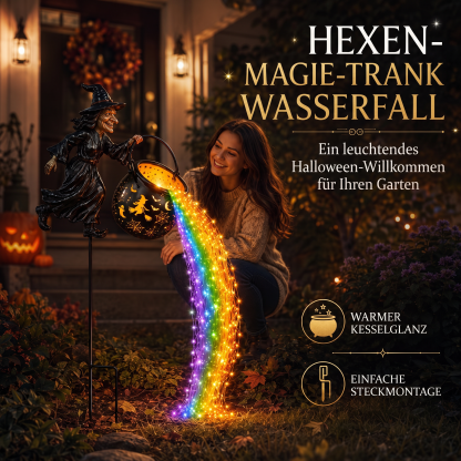 🎃 Hexenkessel-Zauber-Wasserfall Gartenleuchte