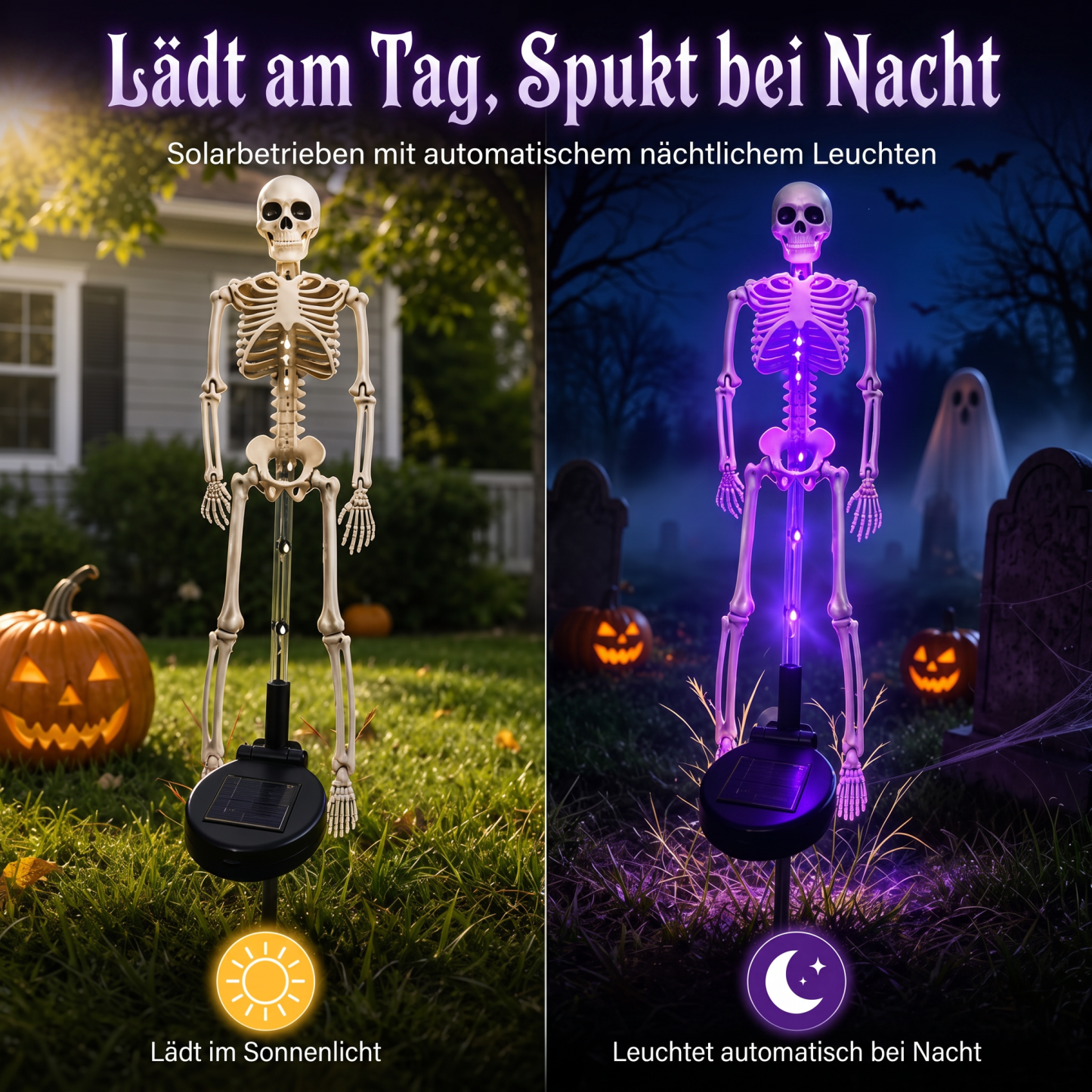 💀 Solar-Skelett-Gartenstecker