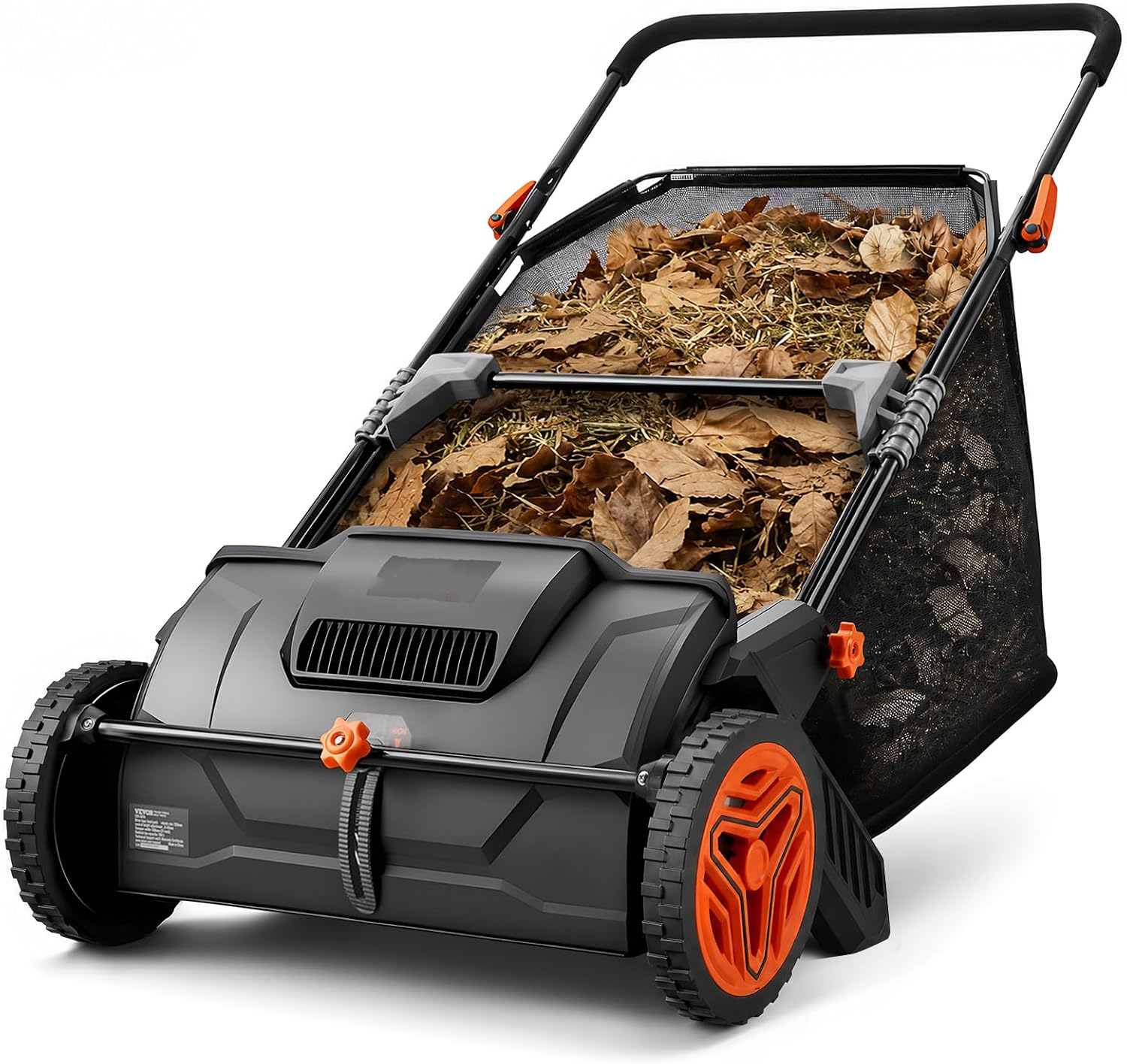 VEVOR Push Lawn Sweeper 26 in Leaf & Grass Collector 7 cu. ft. Hopper Bag