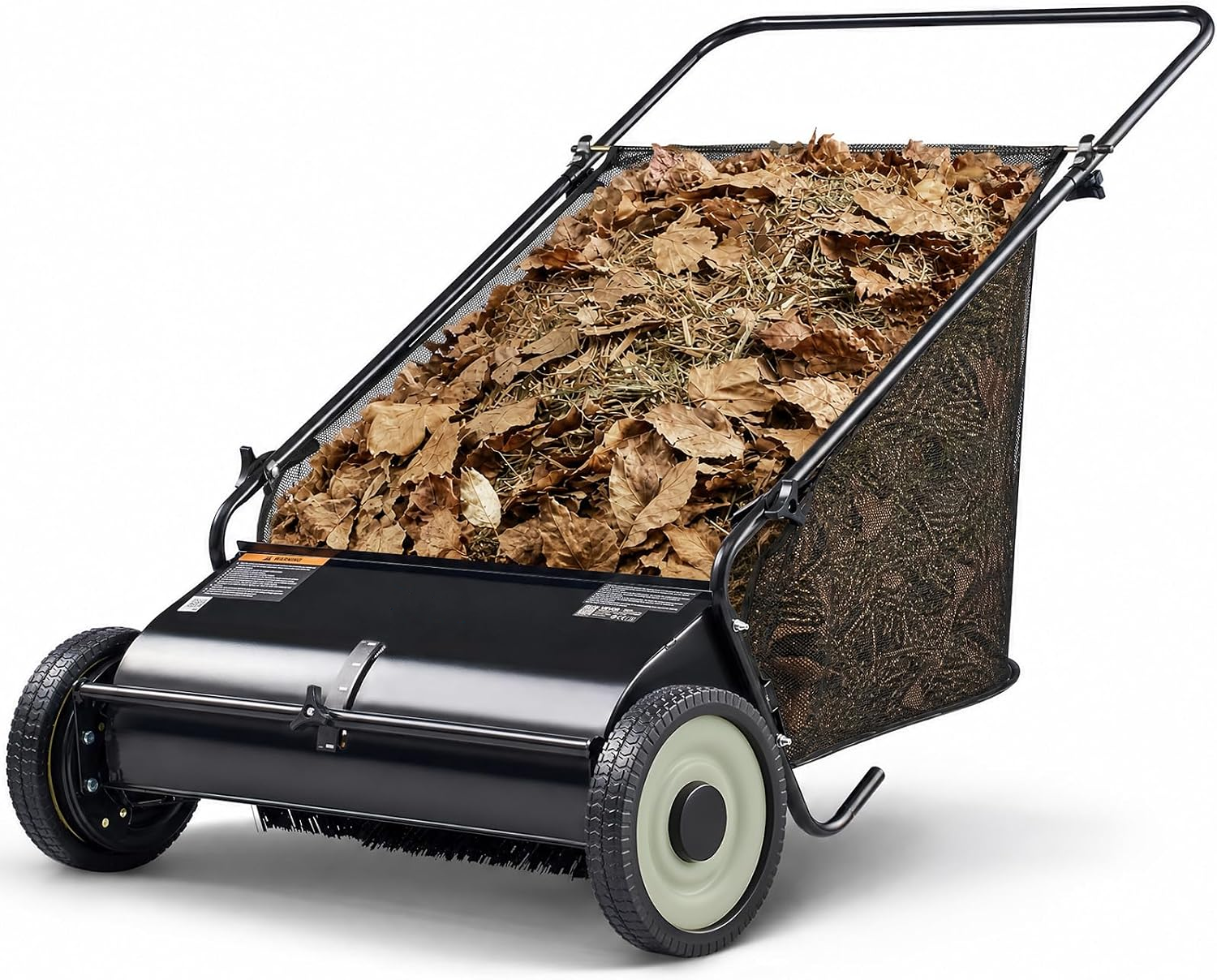 VEVOR Push Lawn Sweeper 26 in Leaf & Grass Collector 7 cu. ft. Hopper Bag