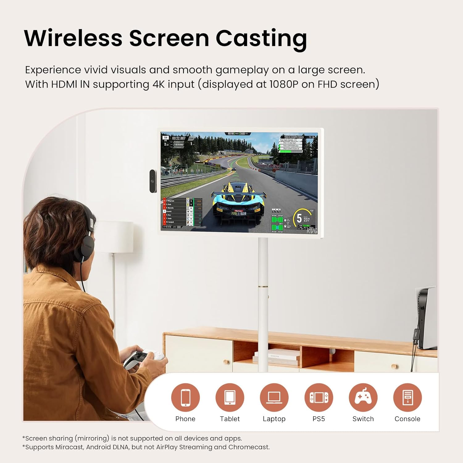 32" 4K UHD Portable Touchscreen Smart TV, Android 16, 16GB RAM + 256GB Storage, Built-in 15000mAh Battery
