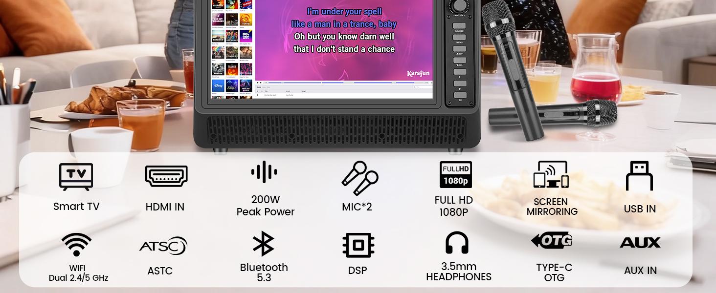 karaoke machine with lyrics display