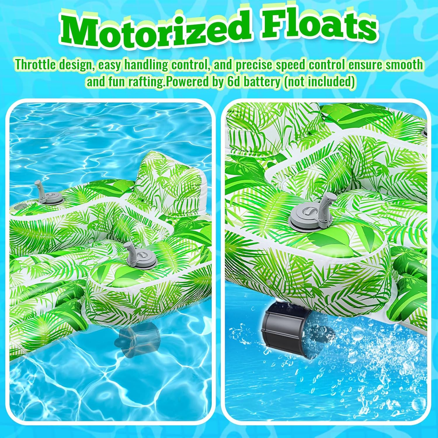 Motorized Pool Float for Adults, Inflatable Pool Lounger with Built in Dual Motor, Cup Holders, Backrest, Foot Pump for Lake, Beach, Summer Party