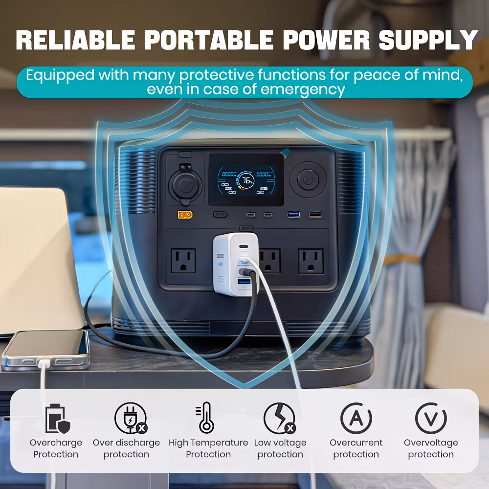     power supply outdoor portable mobile power, 1800w/1008wh/315000mah lithium iron phosphate battery, with lcd display, 4 outlets, dual usb and dual type-c, suitable for cars, vehicles, rvs, outdoors, and home Product details 7