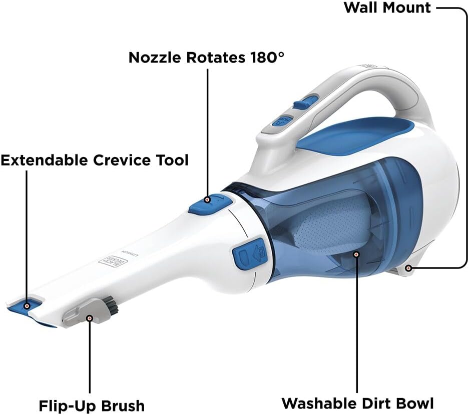 Handheld Vacuum, Cordless Car Vacuum Portable 12V, with Rotating and Extendable Nozzle (HHVI320JR02)