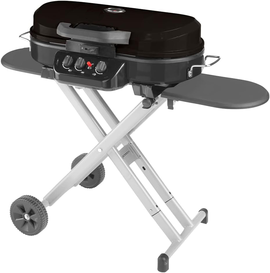 RoadTrip 285 Portable Stand-Up Propane Grill with 3 Adjustable Burners & Instastart Ignition, 20,000 BTUs of Power for Outdoor Cooking, Camping, Tailgating, Grilling, BBQs, & More