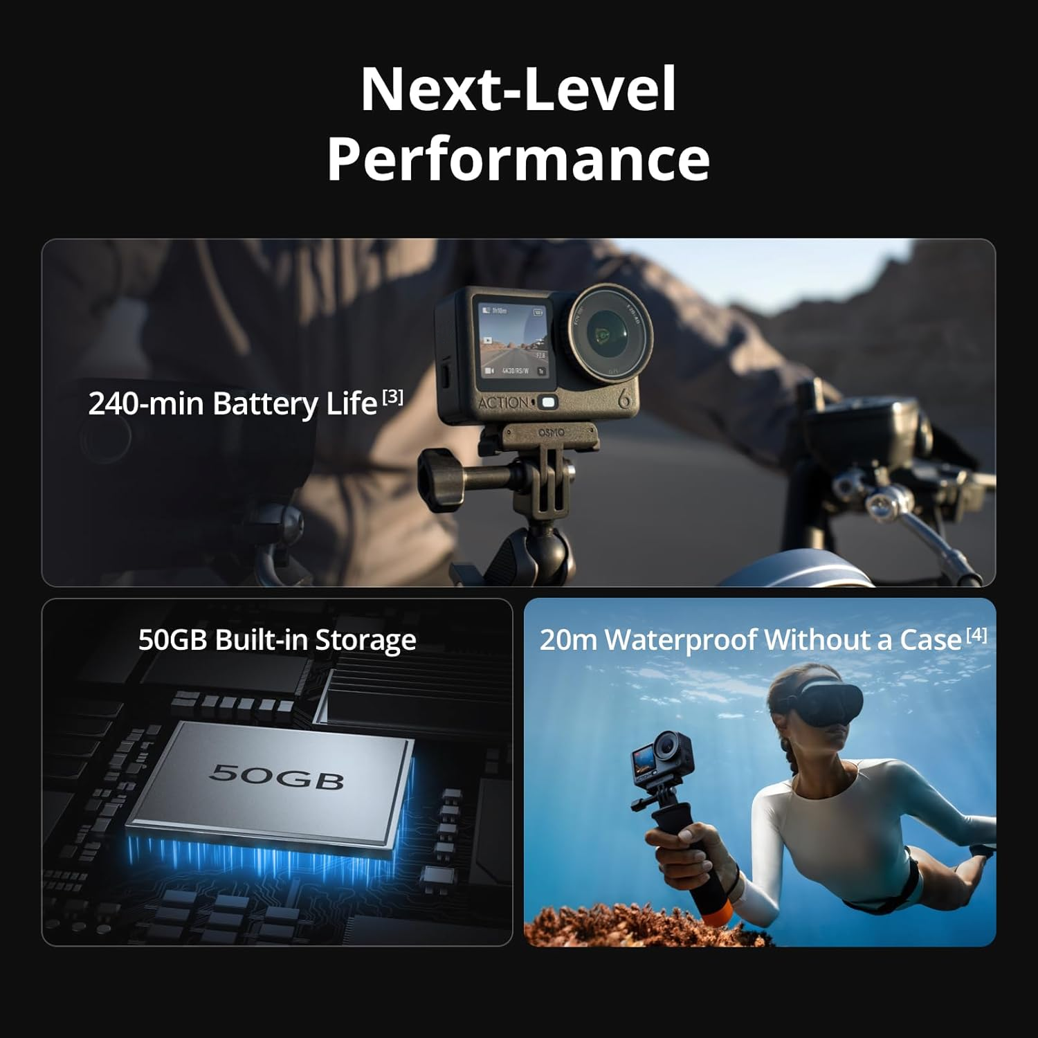 Falcon Eye 6 Enhanced Combo, Action Camera with 1/1.1″ Square Sensor, Variable Aperture of f/2.0–f/4.0, Extended Battery Life with 2 Batteries, Action Camera 8K for Extended Outdoor Filming