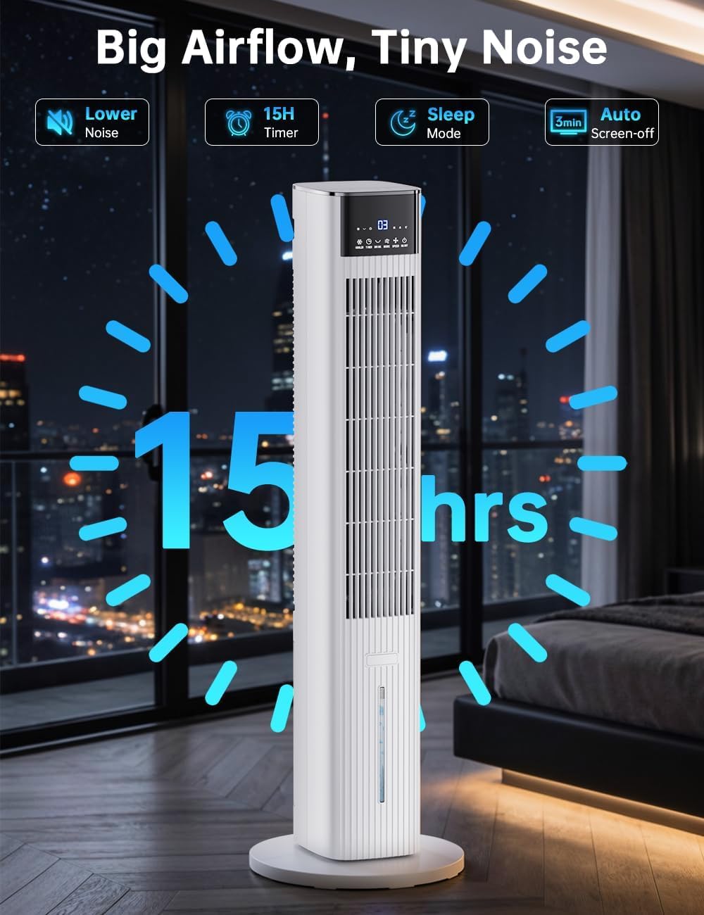 42 INCH Swamp Cooler Air Conditioner w/ 4 Modes & 3 Speeds, Aroma&Memory Function Evaporative Air Cooler, 4.2L Dual Tank, 15H Timer, 6 Ice Packs Portable Windowless Air Conditioner for Bedroom