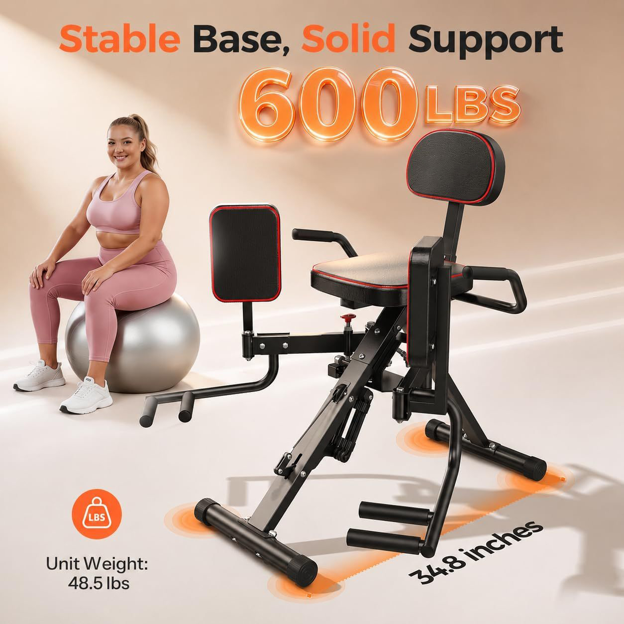 HA1 2-in-1 Hip Abductor and Adductor Machine, Glute & Inner Thigh Workout Equipment for Home Gym, Leg Workout and Booty Builder with 6 Adjustable Resistance Bands and Dual Foot Bar