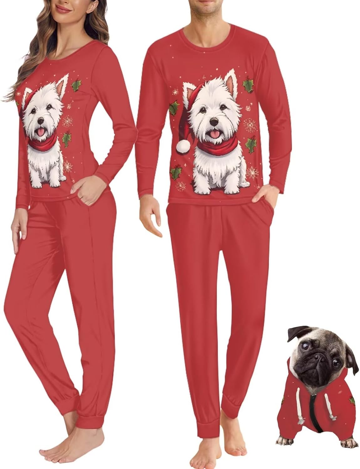 Christmas Pajamas for Couples with Dog Hoodie