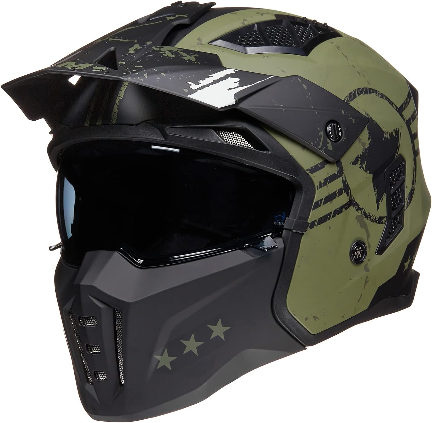 Open Face Motorcycle 3/4 Half Helmet for Men and Women, Vintage Retro Helmet with Visor for Moped ATV Cruiser Scooter DOT Model Z302(Matte Skull,Medium)