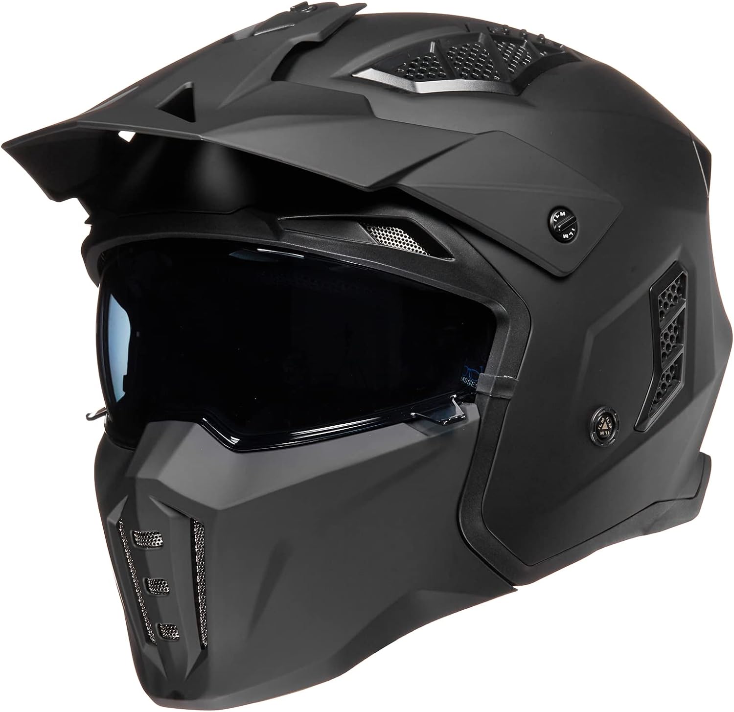 Open Face Motorcycle 3/4 Half Helmet for Men and Women, Vintage Retro Helmet with Visor for Moped ATV Cruiser Scooter DOT Model Z302(Matte Skull,Medium)
