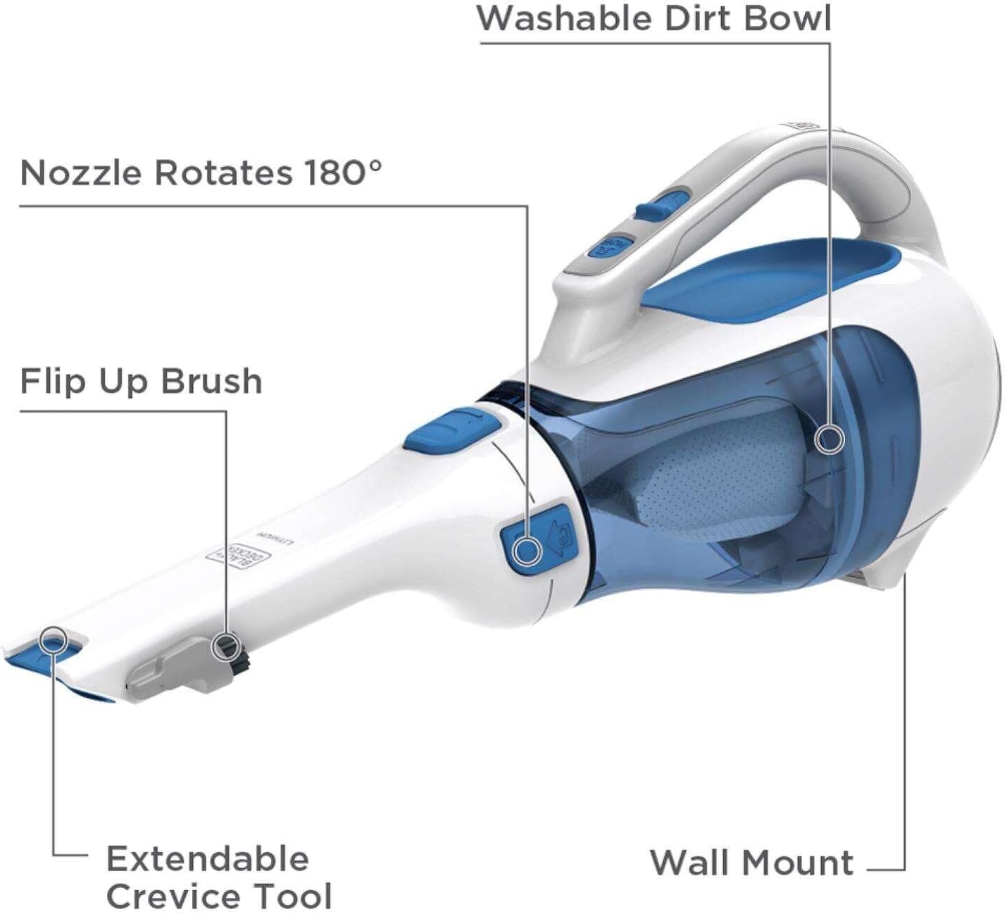 Handheld Vacuum, Cordless Car Vacuum Portable 12V, with Rotating and Extendable Nozzle (HHVI320JR02)