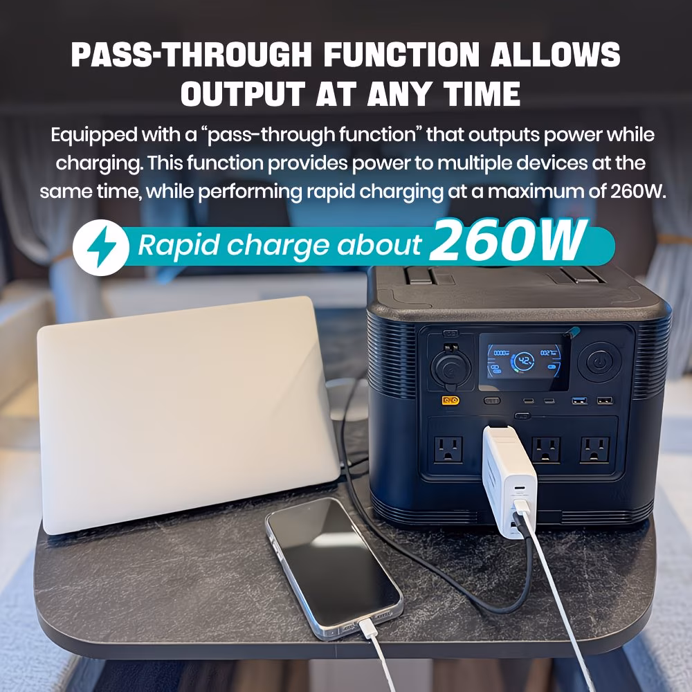     power supply outdoor portable mobile power, 1800w/1008wh/315000mah lithium iron phosphate battery, with lcd display, 4 outlets, dual usb and dual type-c, suitable for cars, vehicles, rvs, outdoors, and home Product details 2