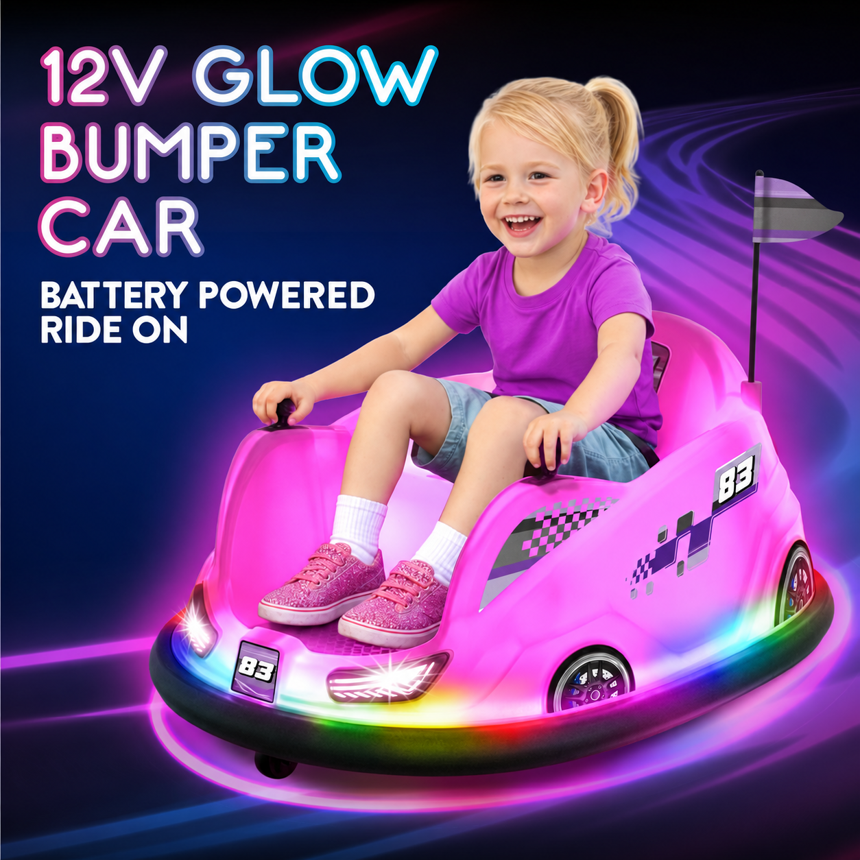 12V Glow Bumper Car Ride On Toy