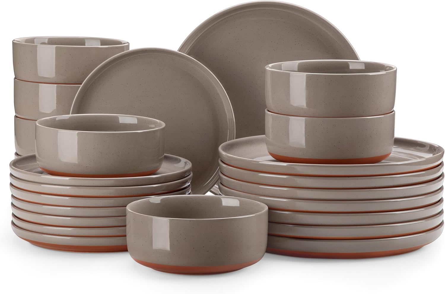 Plates and Bowls Sets, 18 Pieces Modern Ceramic Dinnerware Set for 6 Kitchen Dinner Set Stoneware Dishware Dishes Set Microwave and Dishwasher Safe, White, Series TARA