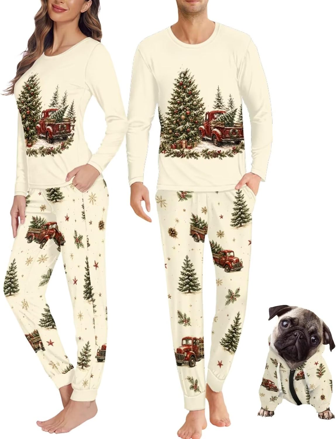 Christmas Pajamas for Couples with Dog Hoodie