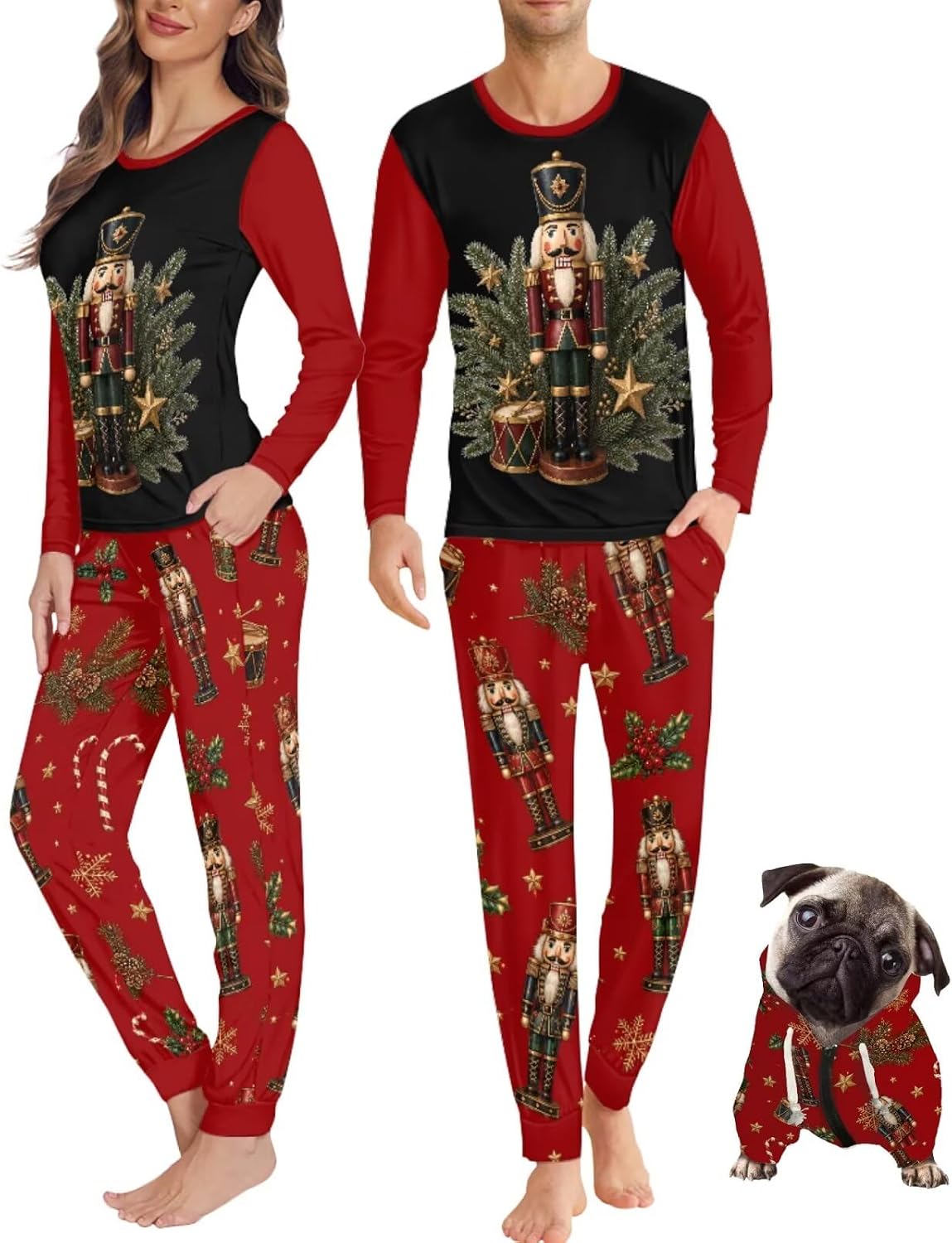 Christmas Pajamas for Couples with Dog Hoodie