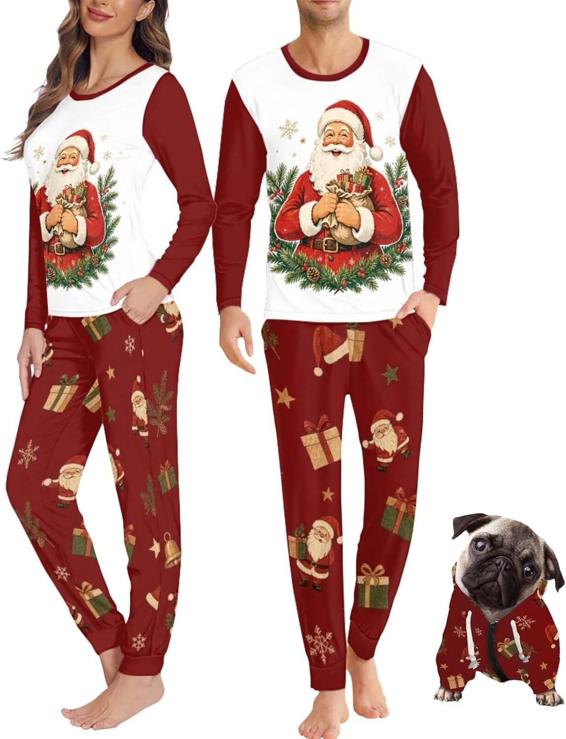 Christmas Pajamas for Couples with Dog Hoodie