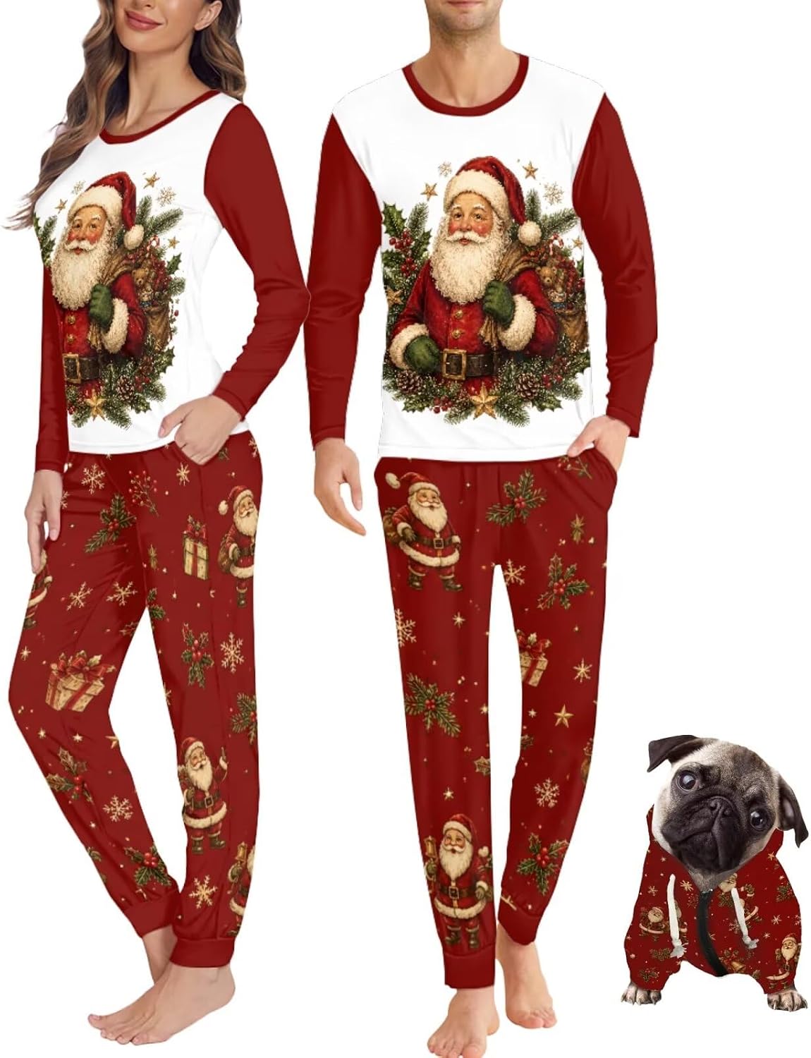 Christmas Pajamas for Couples with Dog Hoodie