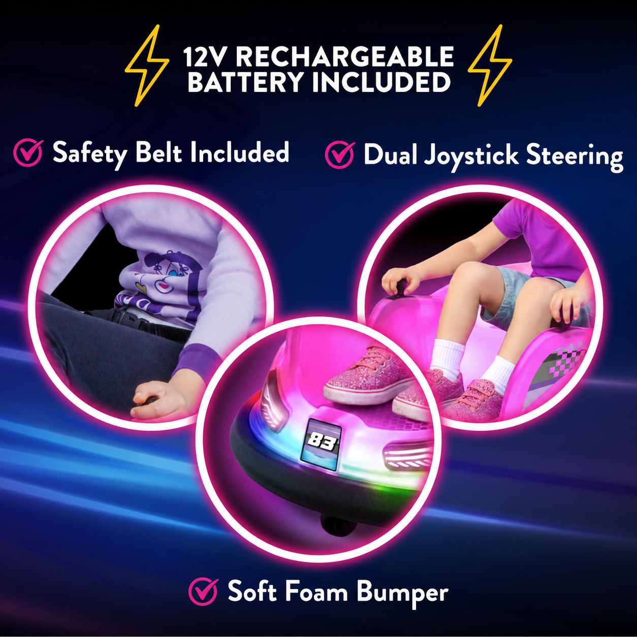 12V Glow Bumper Car Ride On Toy