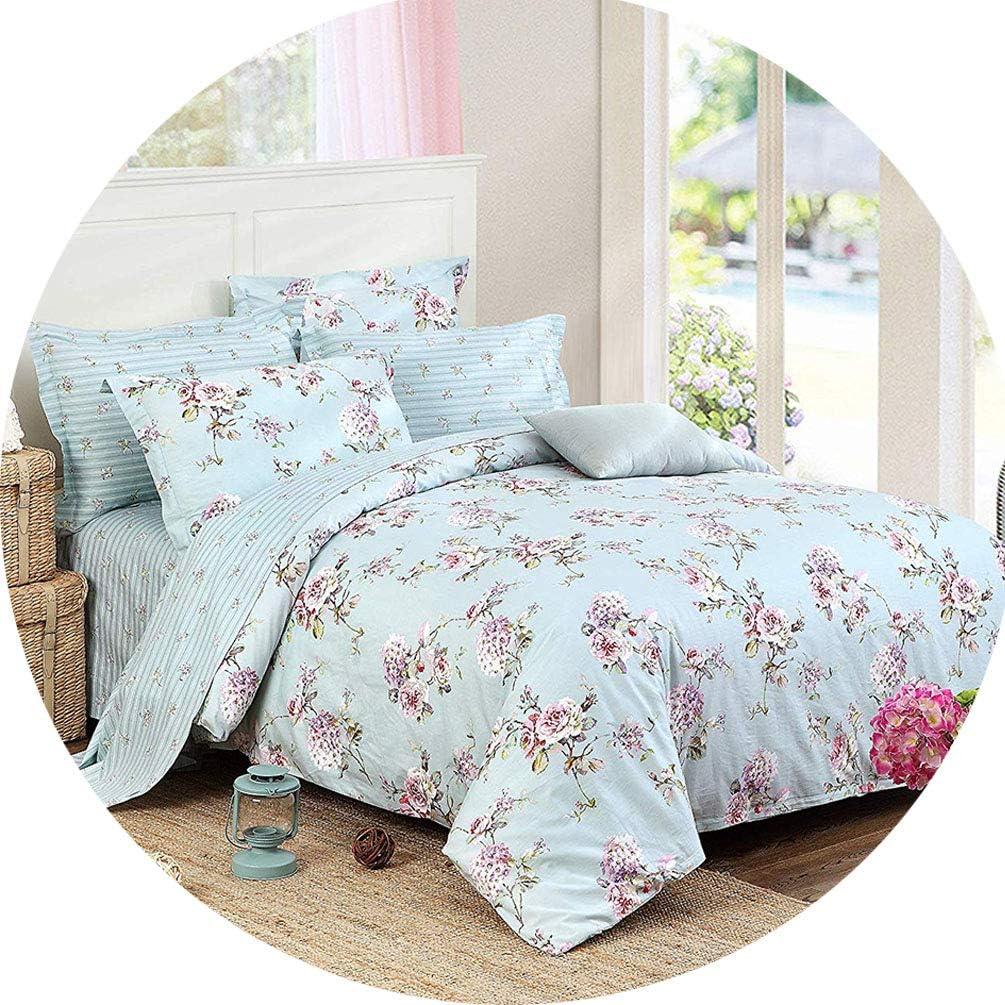 FADFAY Shabby Duvet Cover Sheet Set 7-Pieces Daisy and Lavender Floral Printed 100% Cotton Bedding,(1 Duvet Cover,1 Fitted Sheet,1 Flat Sheet,2 Standard+2 King Pillowcases) Queen Size