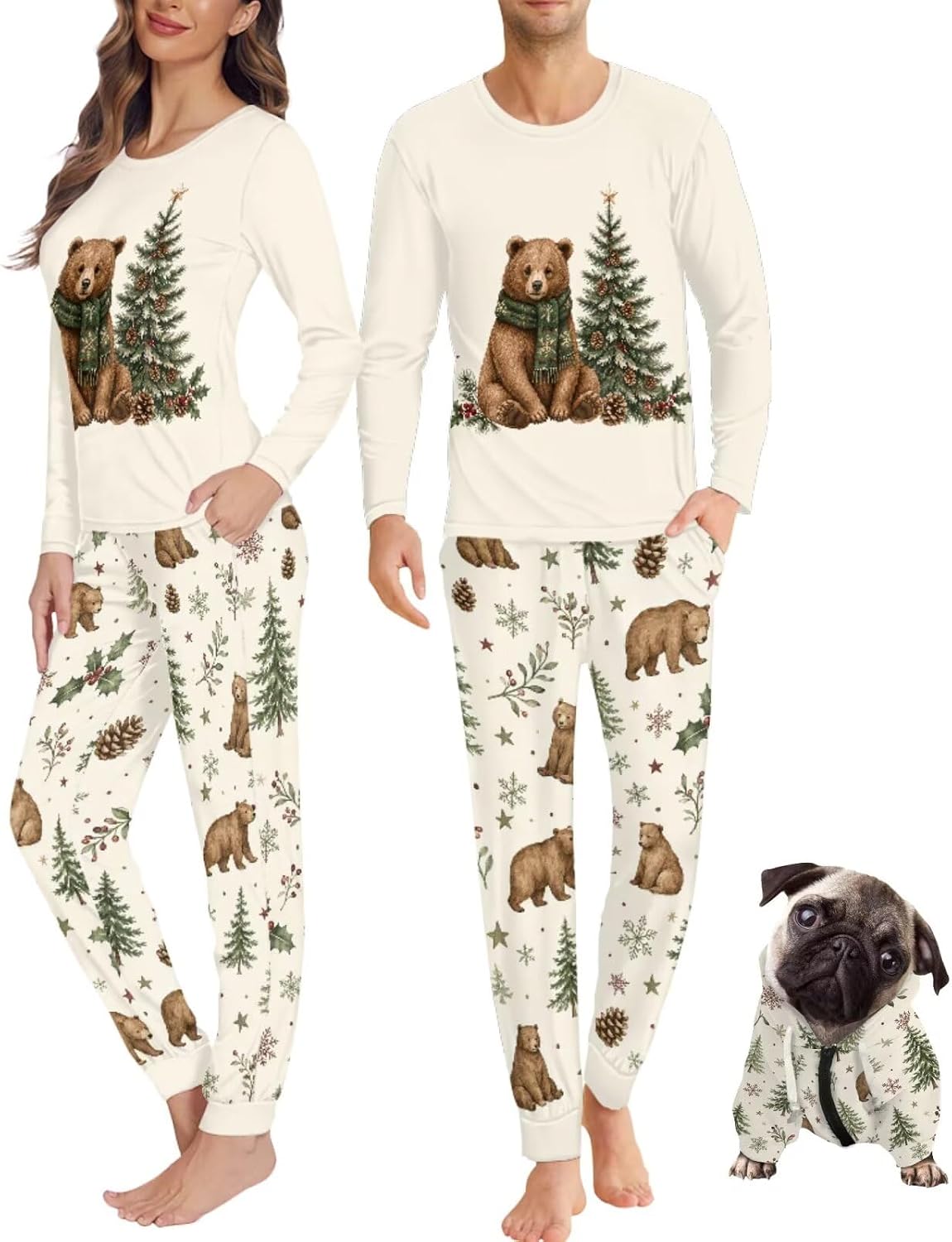 Christmas Pajamas for Couples with Dog Hoodie