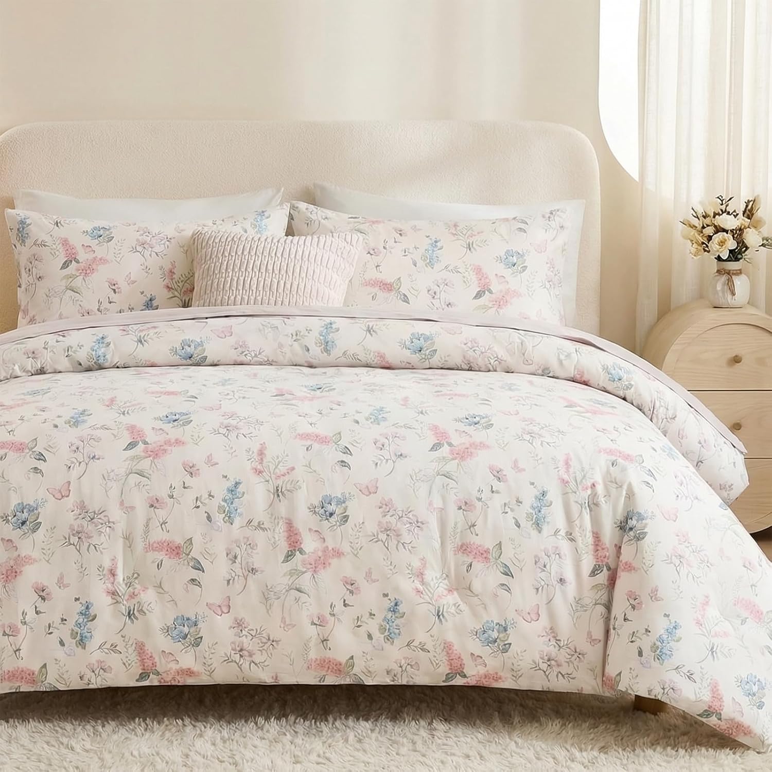 100% Cotton Duvet Cover Queen Size, Black and White Leaf Pattern Bedding Set with Zipper Closure, 3 Pcs Breathable and Soft Floral Duvet Cover for All Season