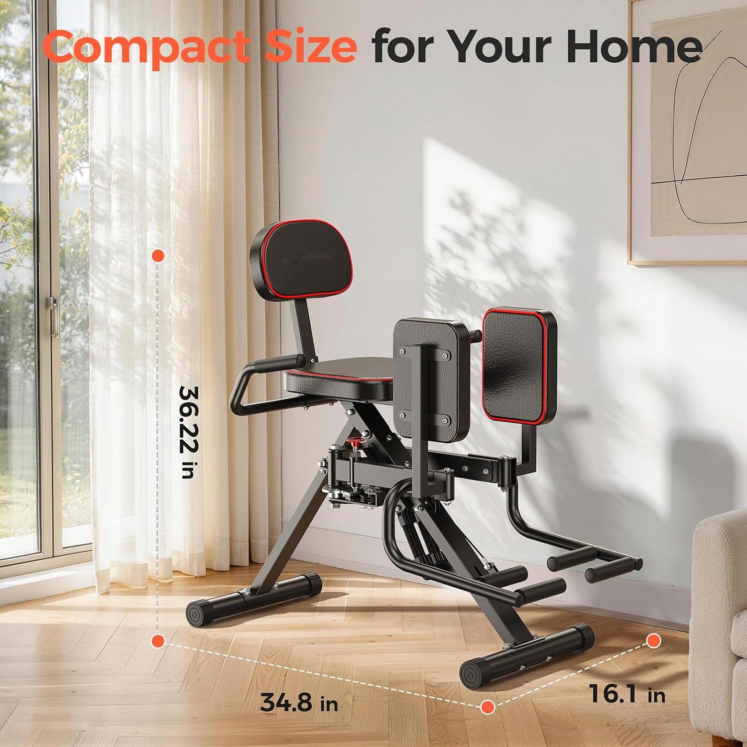 HA1 2-in-1 Hip Abductor and Adductor Machine, Glute & Inner Thigh Workout Equipment for Home Gym, Leg Workout and Booty Builder with 6 Adjustable Resistance Bands and Dual Foot Bar