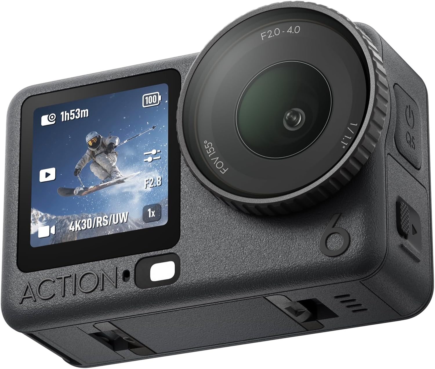 Falcon Eye 3 Enhanced Combo, Action Camera with 1/1.1″ Square Sensor, Variable Aperture of f/2.0–f/4.0, Extended Battery Life with 2 Batteries, Action Camera 8K for Extended Outdoor Filming