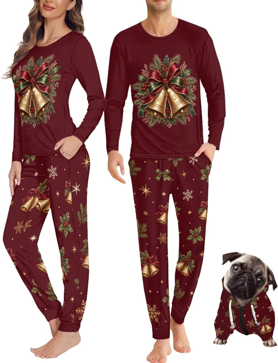 Christmas Pajamas for Couples with Dog Hoodie